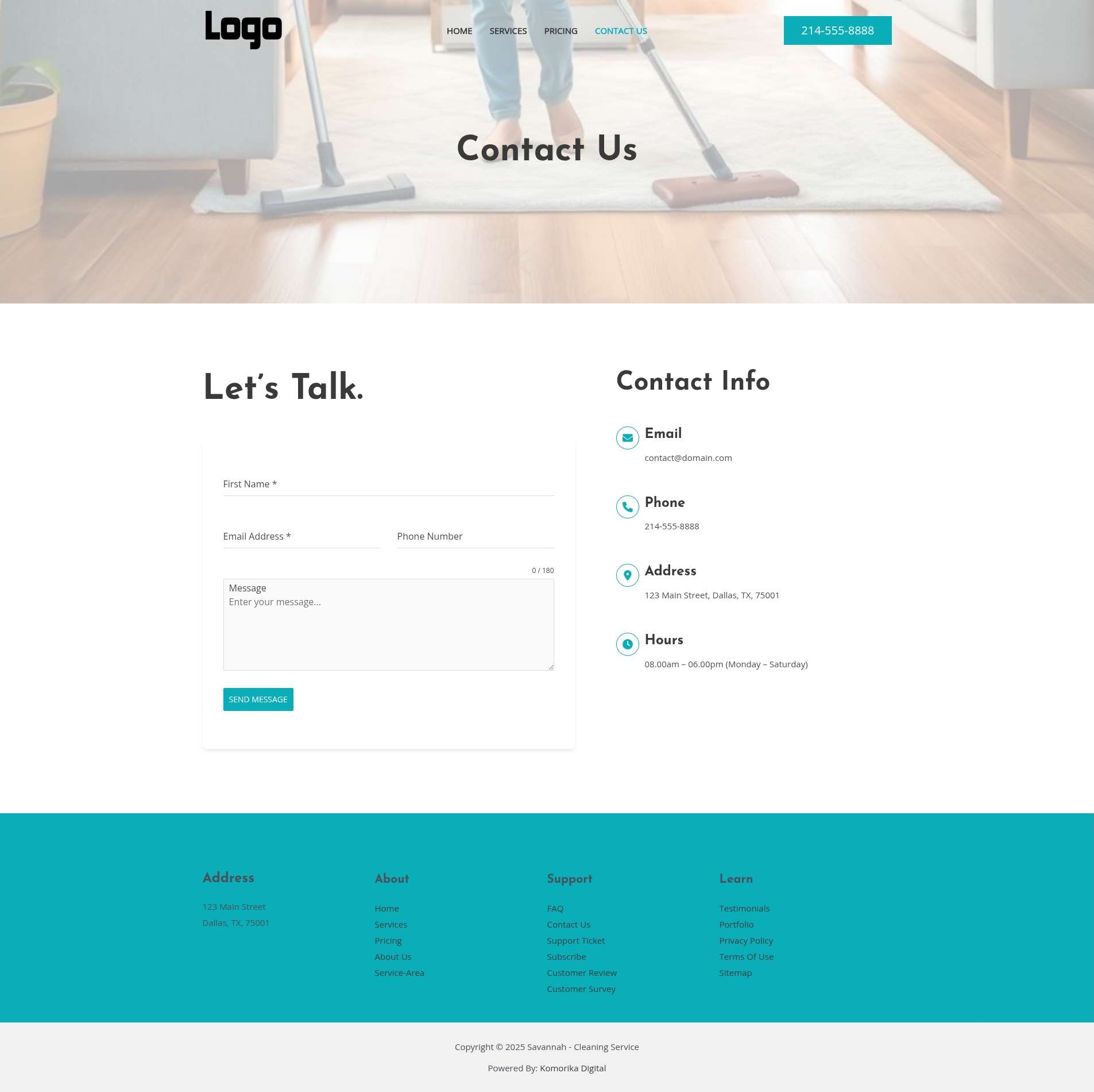 Contact Us - Savannah - Emerald - Cleaning Service