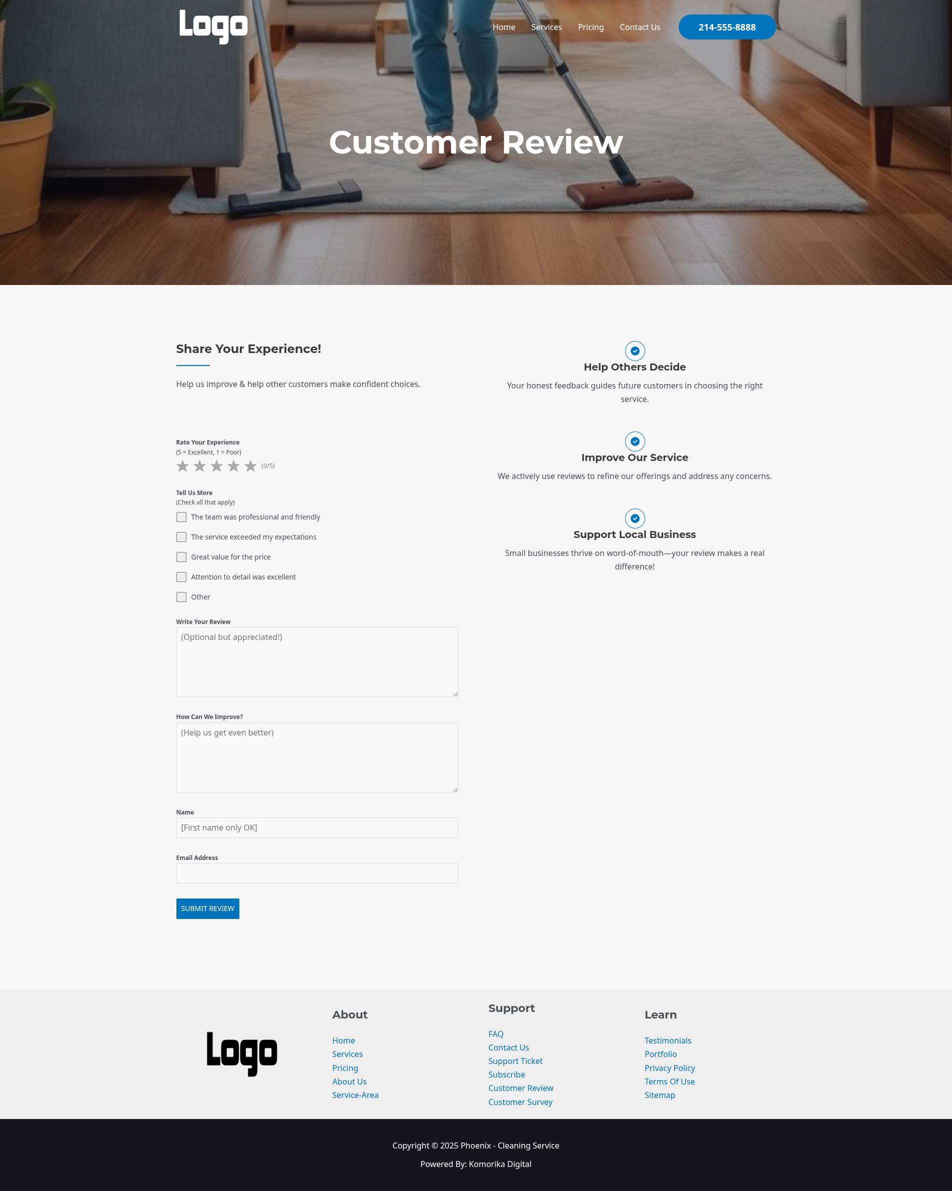 Customer Review - Phoenix - Sapphire - Cleaning Service