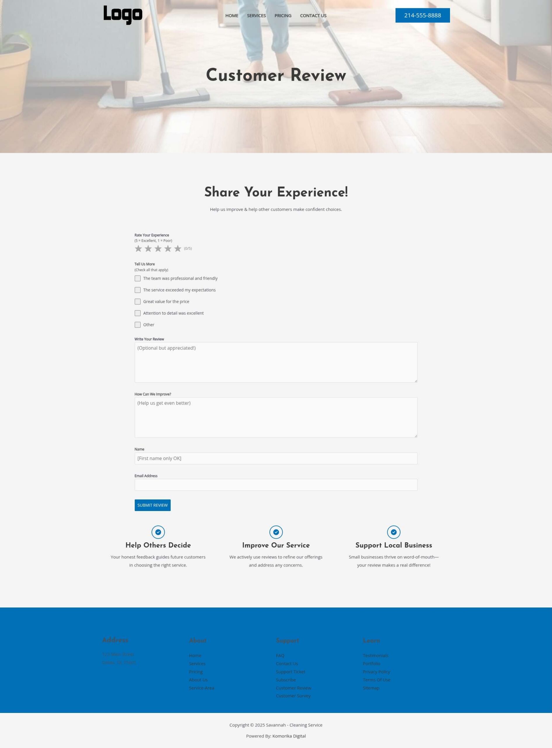 Customer Review - Savannah - Sapphire - Cleaning Service