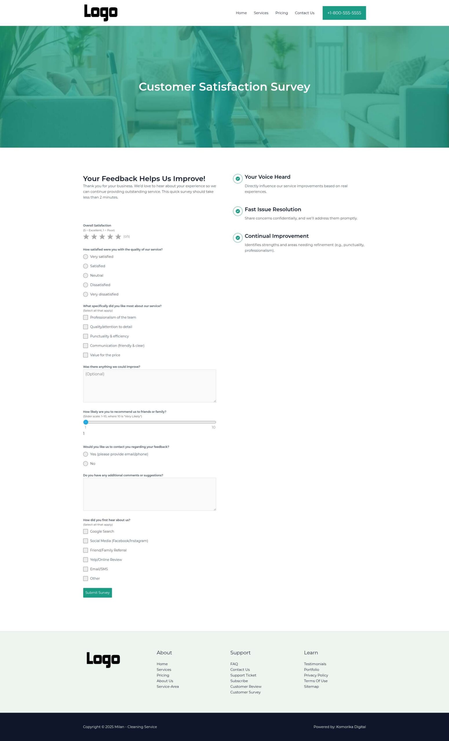 Customer Survey - Milan - Emerald - Cleaning Service