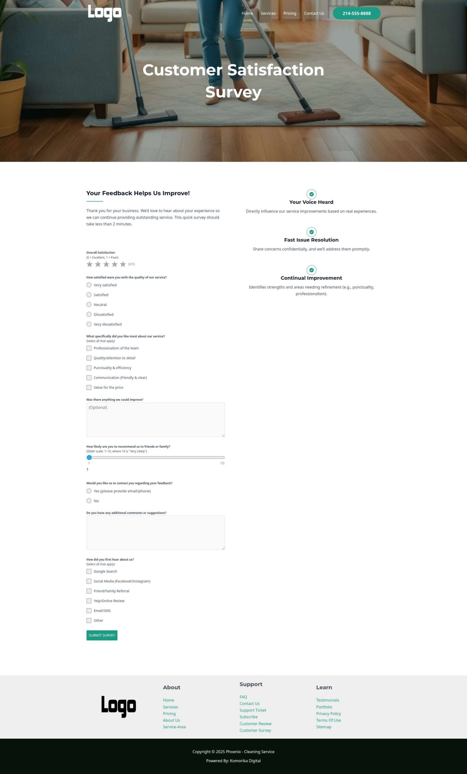 Customer Survey - Phoenix - Emerals - Cleaning Service
