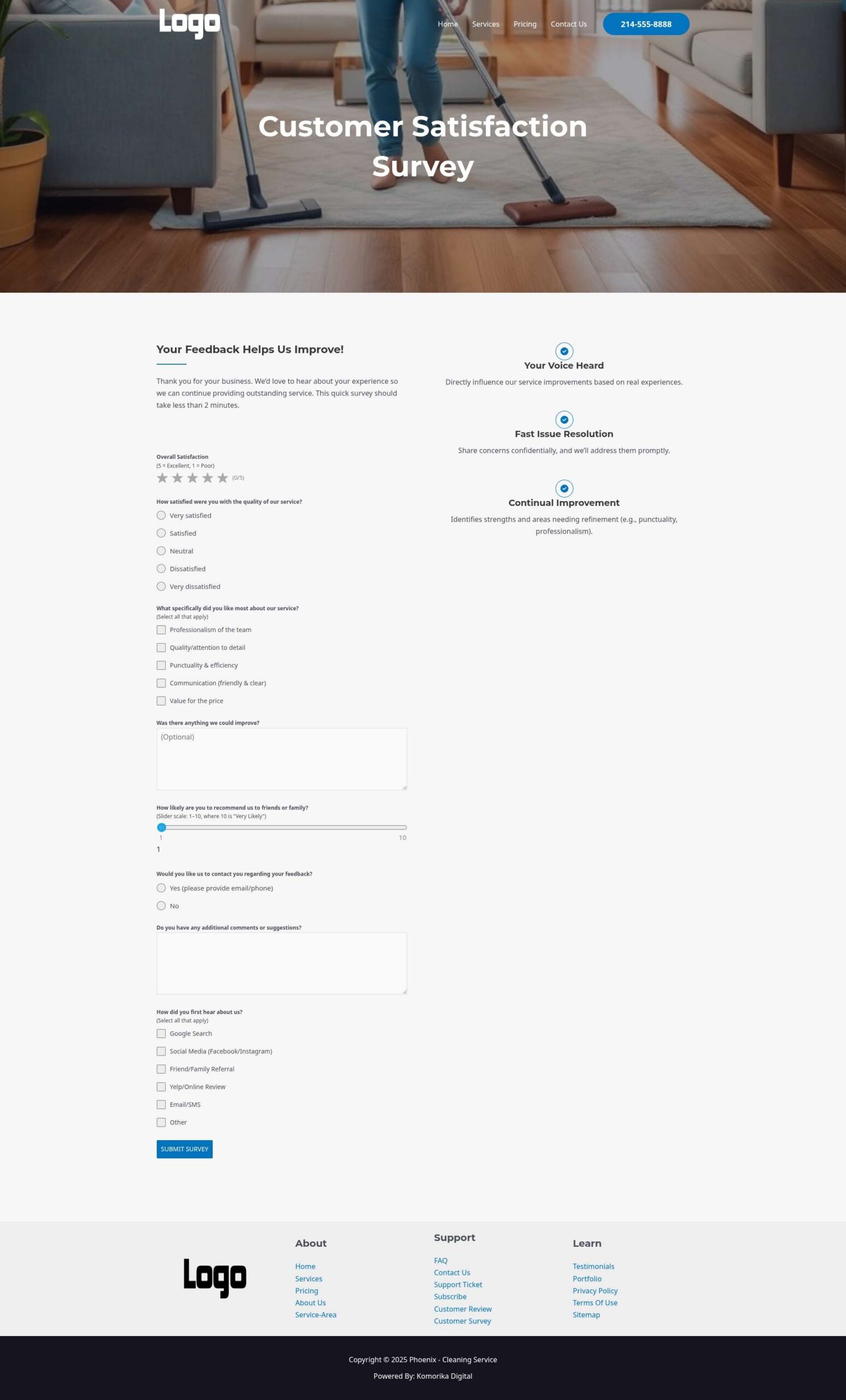 Customer Survey - Phoenix - Sapphire - Cleaning Service