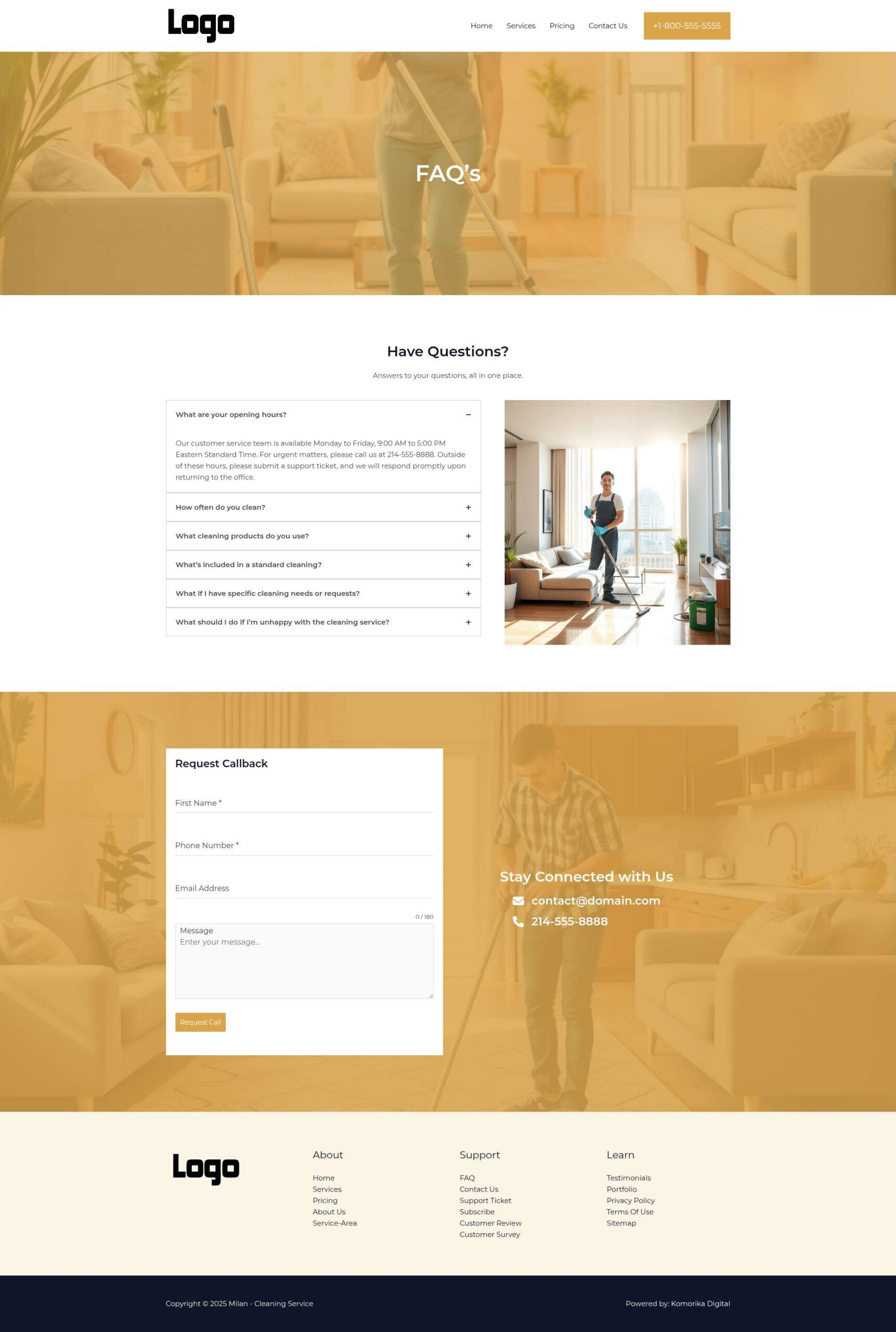 FAQ - Milan - Amber - Cleaning Service