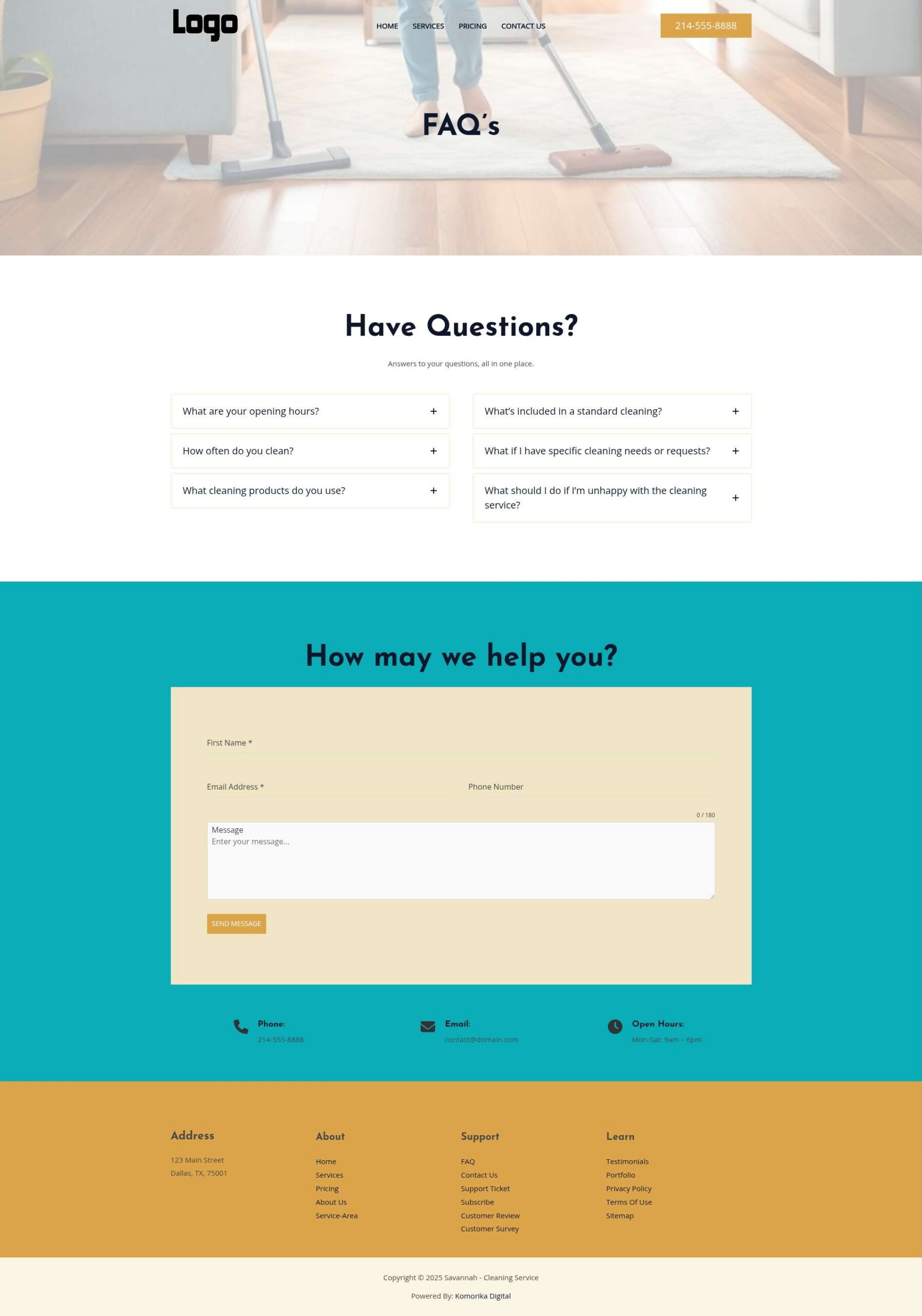 FAQ - Savannah - Amber - Cleaning Service