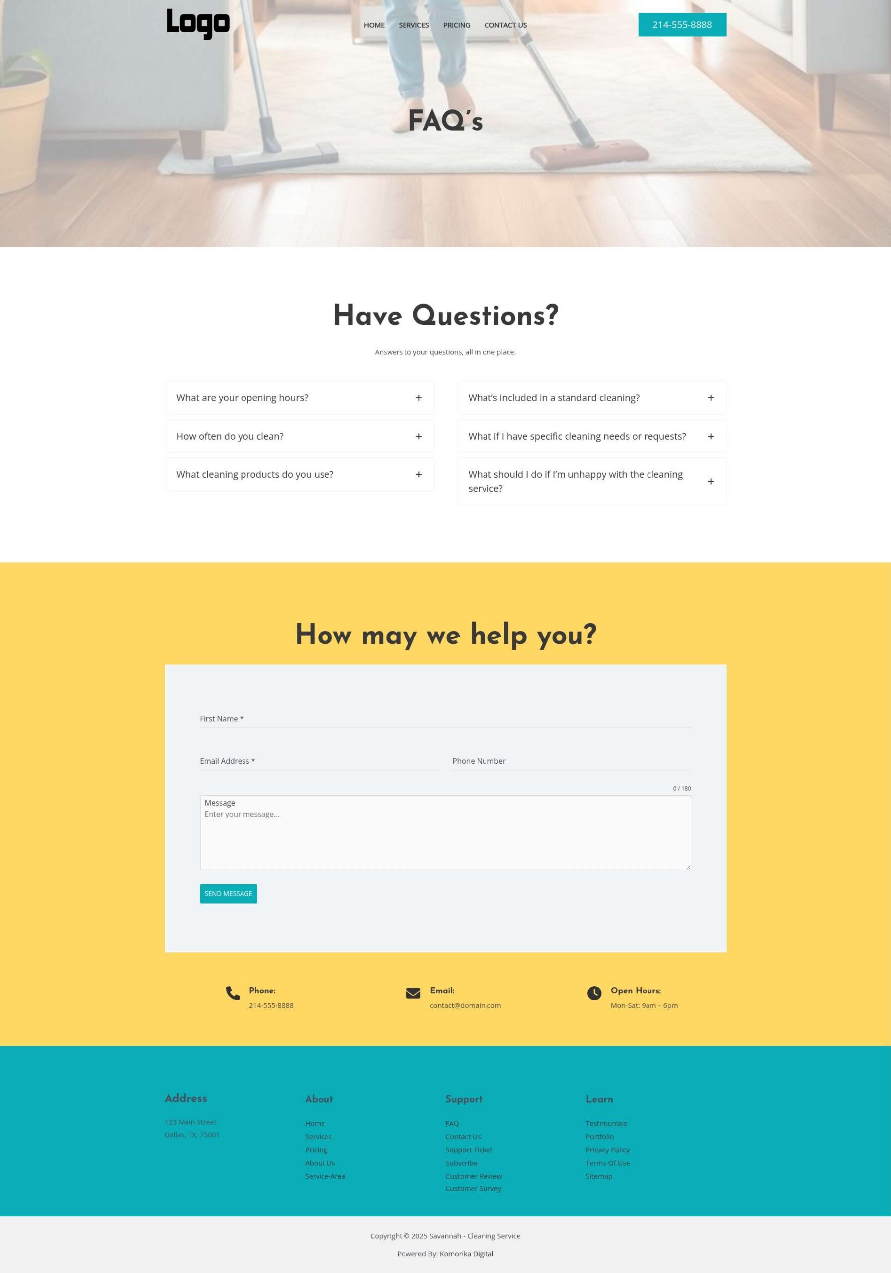 FAQ - Savannah - Emerald - Cleaning Service