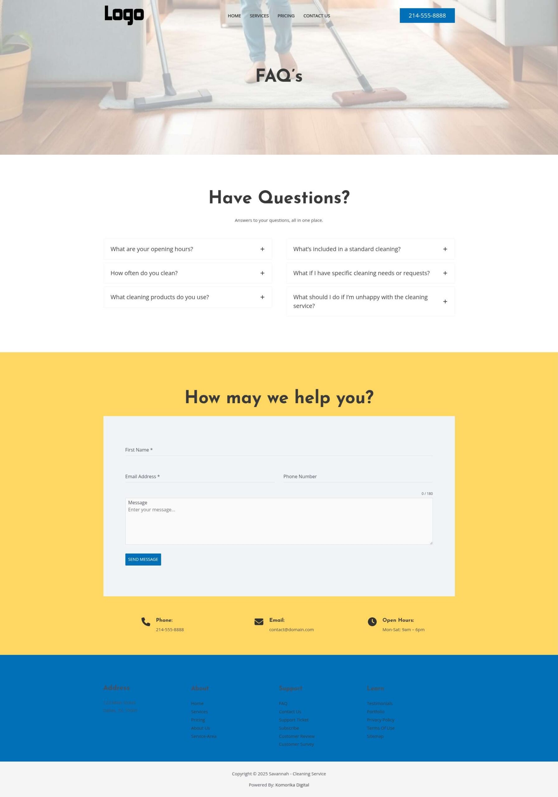 FAQ - Savannah - Sapphire - Cleaning Service