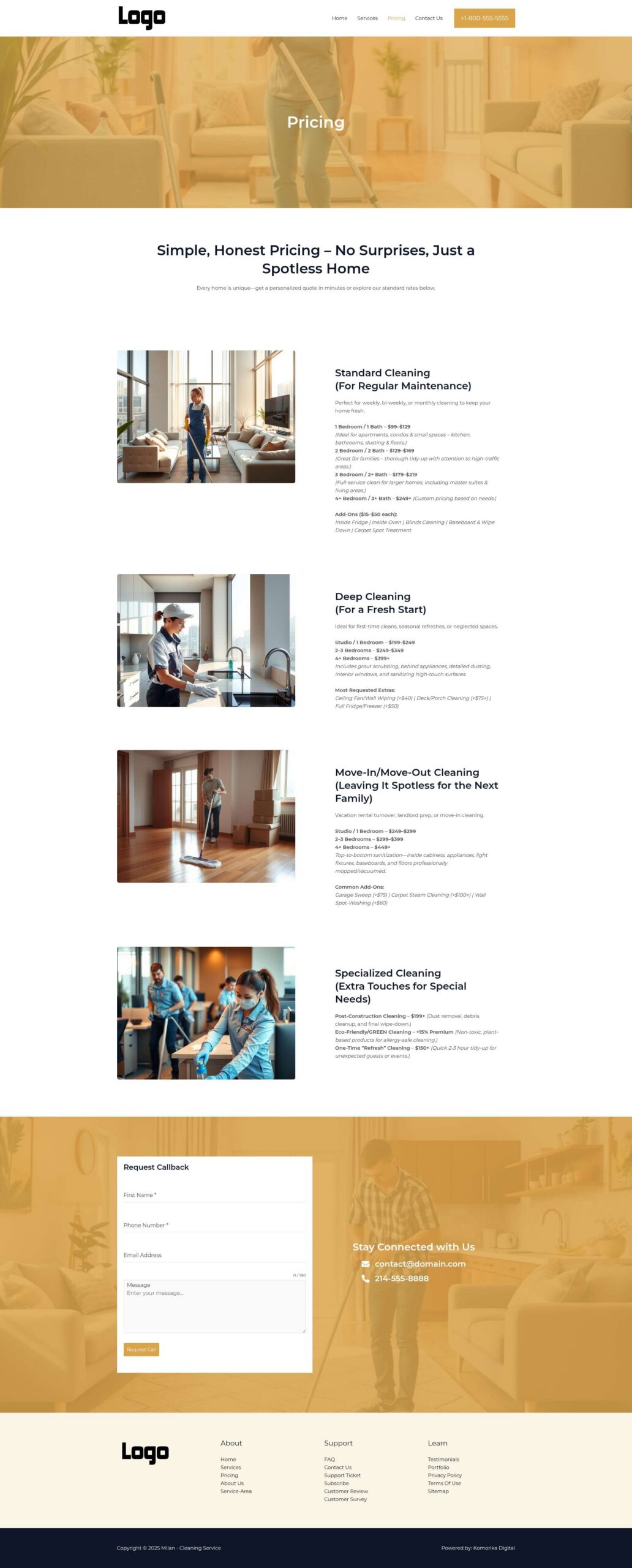 Pricing - Milan - Amber - Cleaning Service