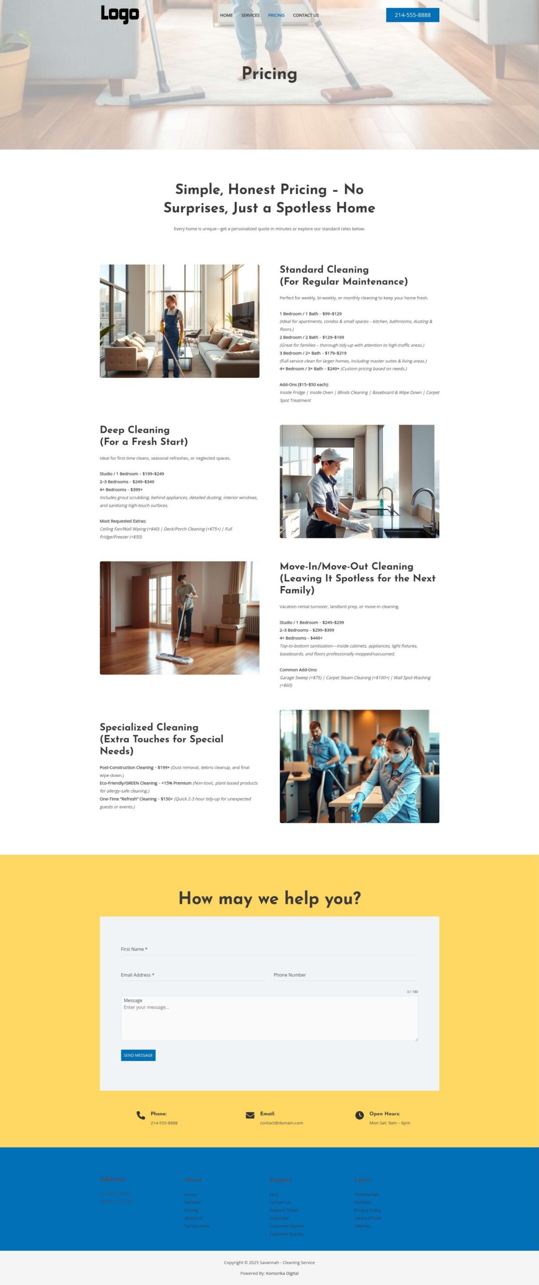 Pricing - Savannah - Sapphire - Cleaning Service