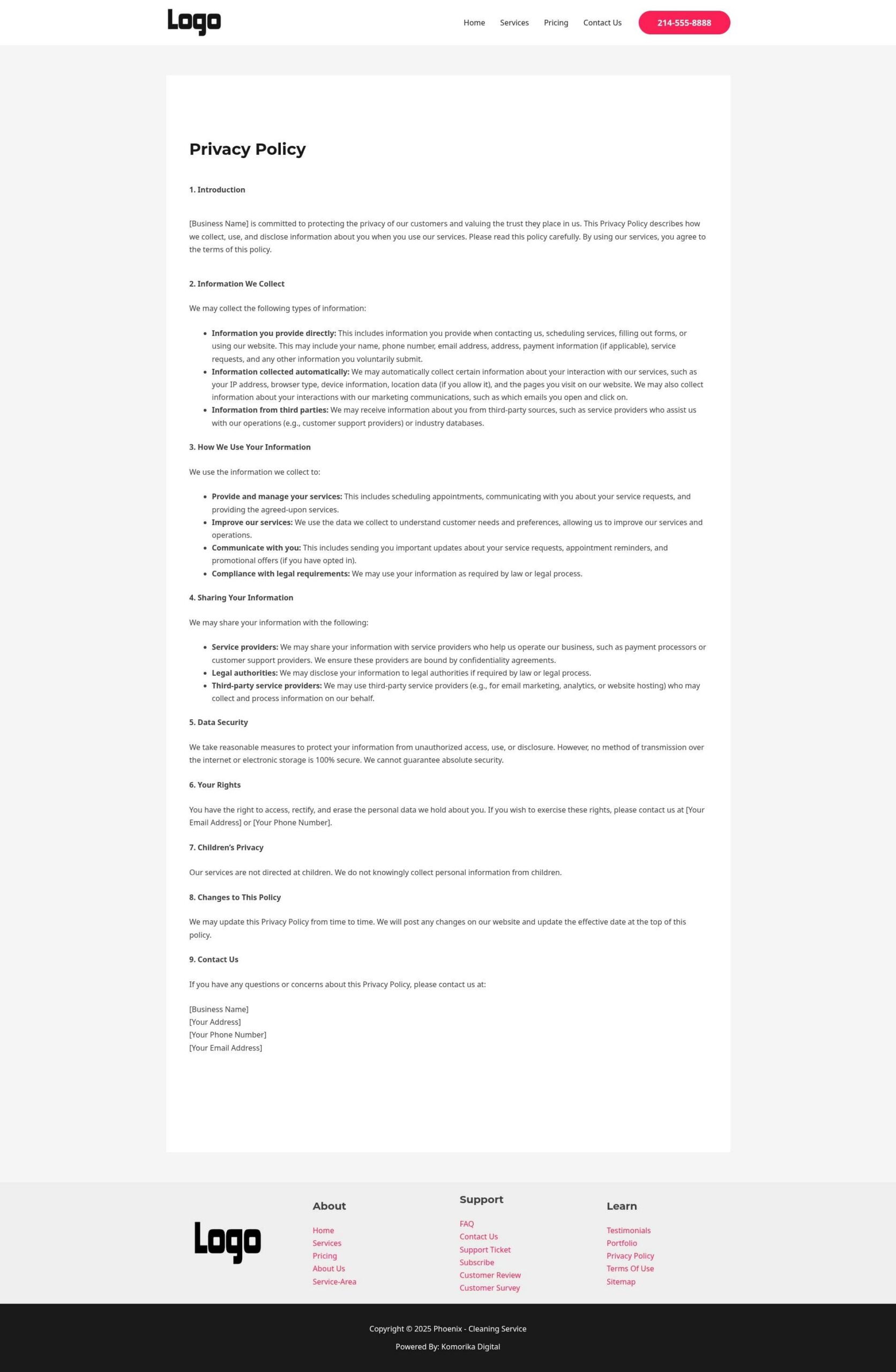 Privacy Policy - Phoenix - Ruby - Cleaning Service
