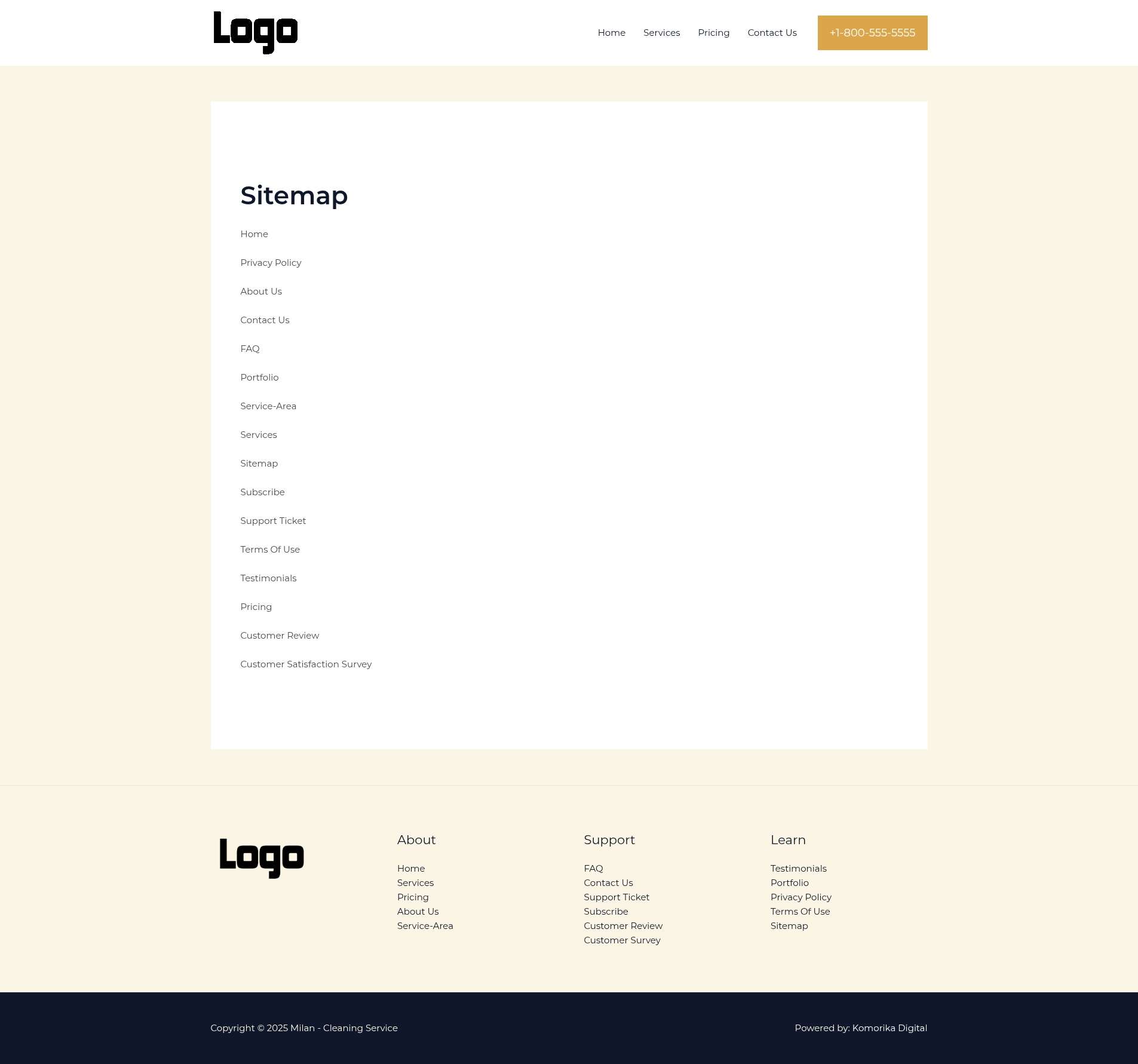 Sitemap - Milan - Amber - Cleaning Service