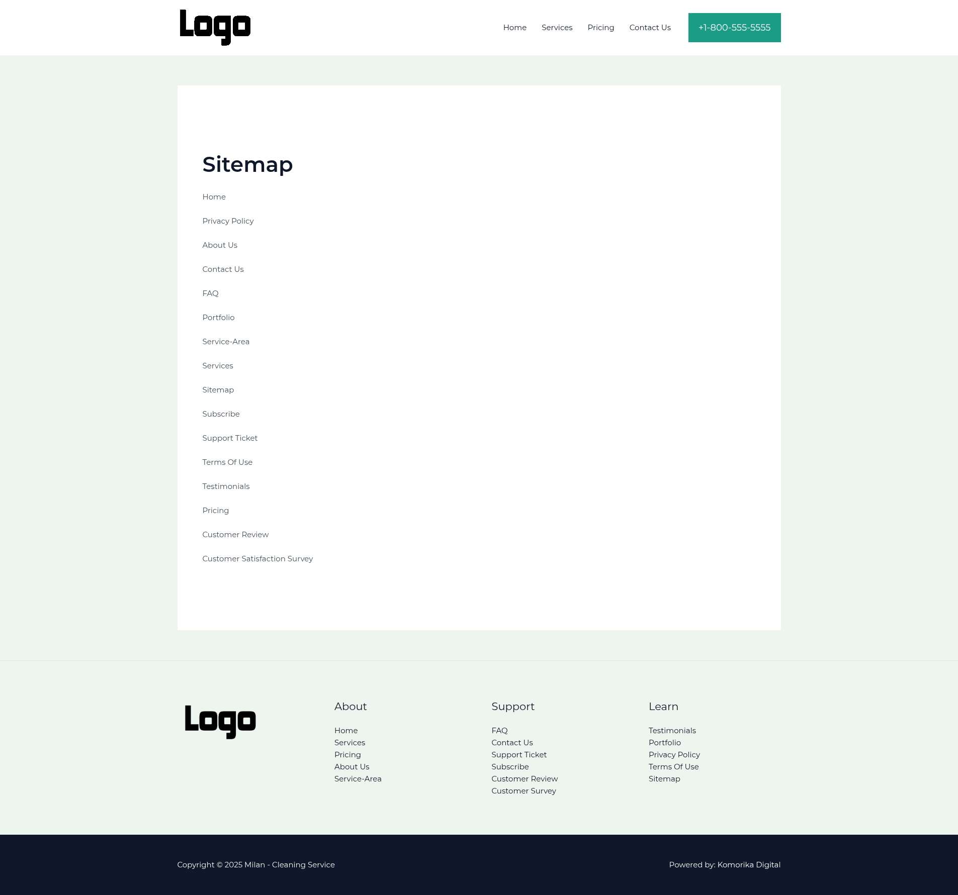 Sitemap - Milan - Emerald - Cleaning Service