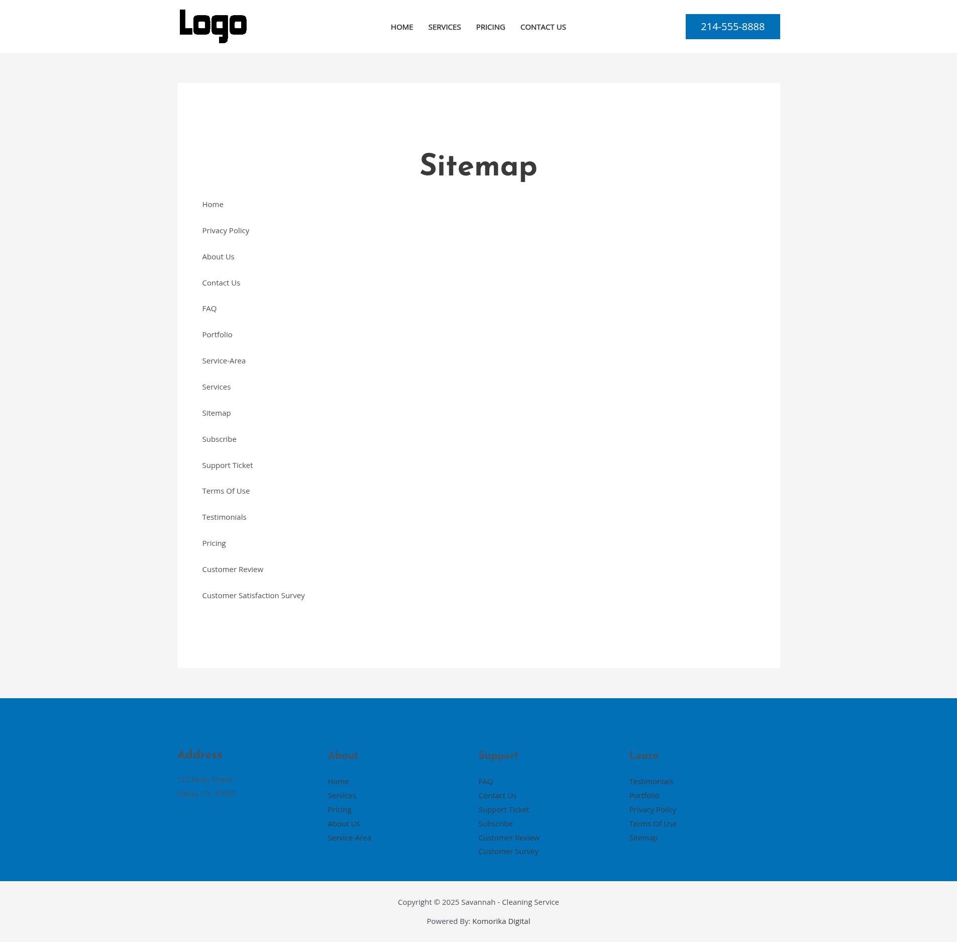 Sitemap - Savannah - Sapphire - Cleaning Service
