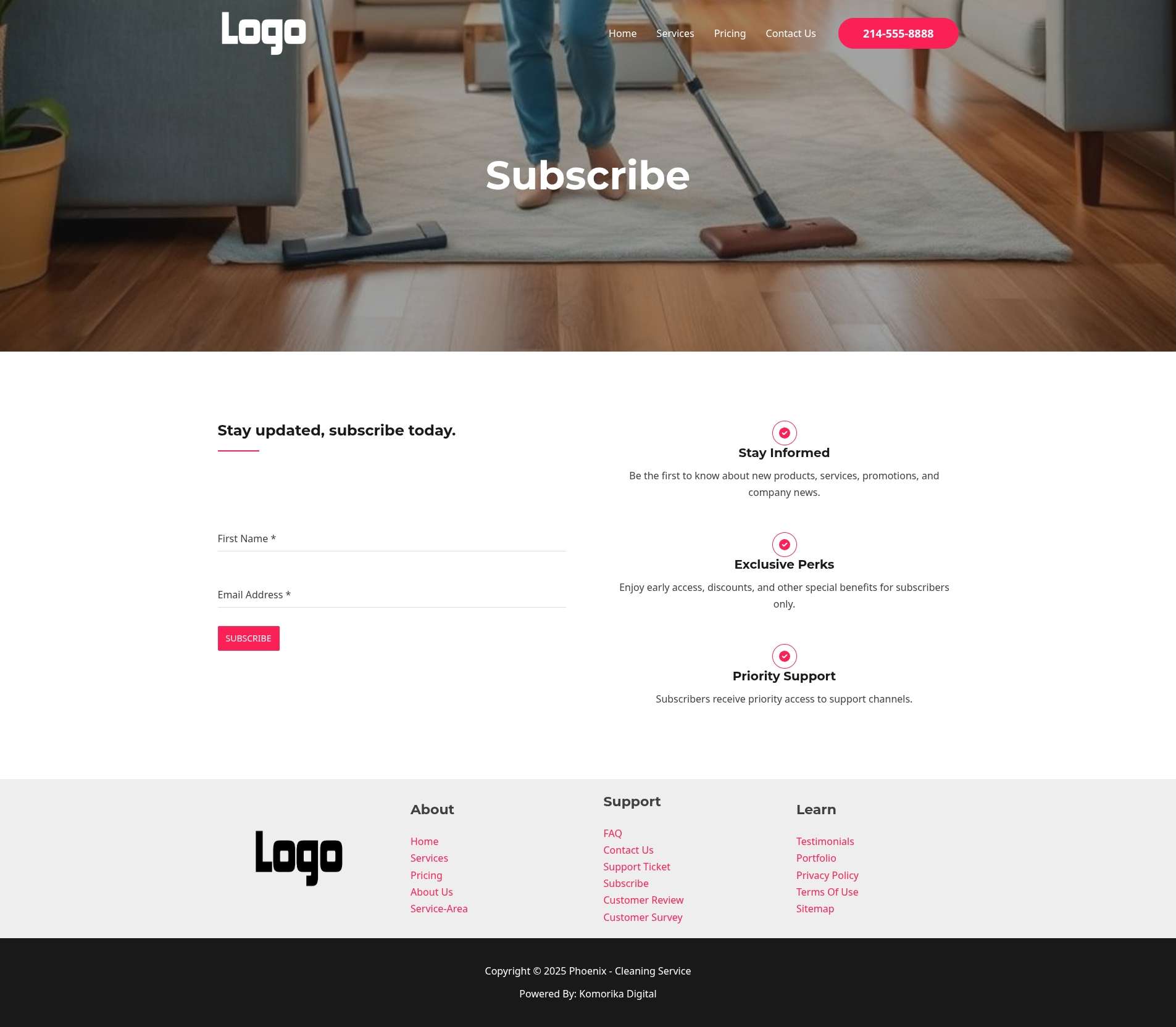 Subscribe - Phoenix - Ruby - Cleaning Service