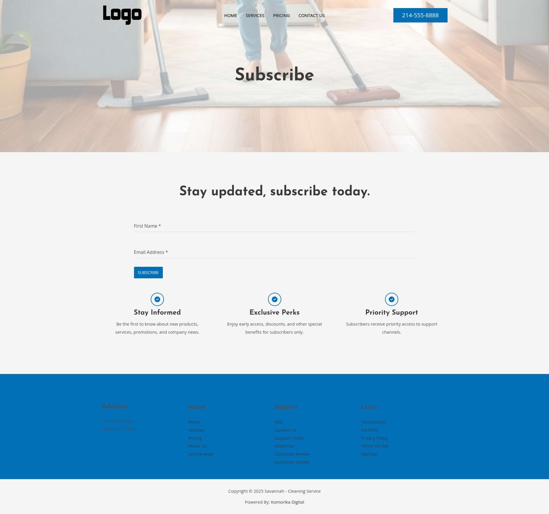 Subscribe - Savannah - Sapphire - Cleaning Service