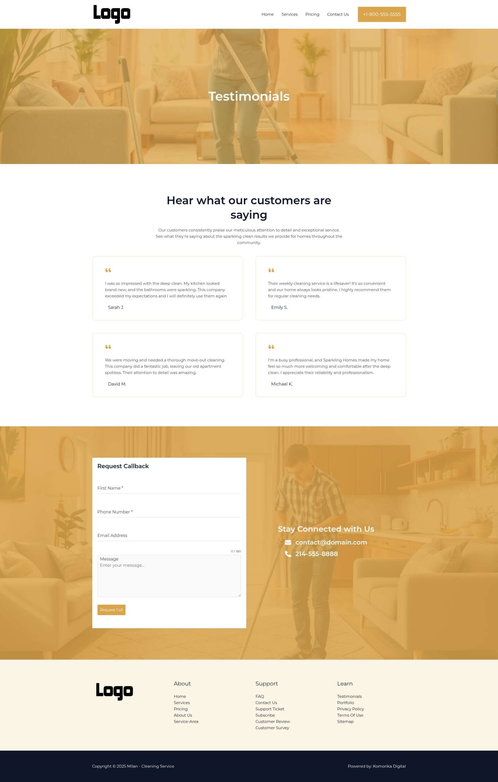 Testimonials - Milan - Amber - Cleaning Service