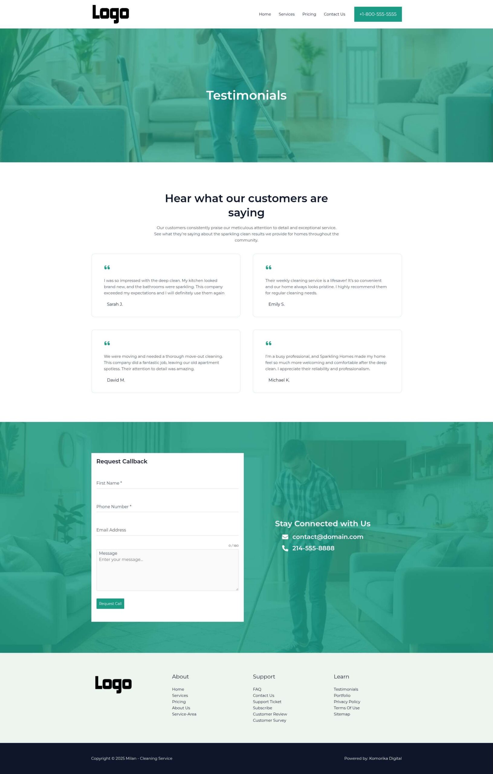 Testimonials - Milan - Emerald - Cleaning Service